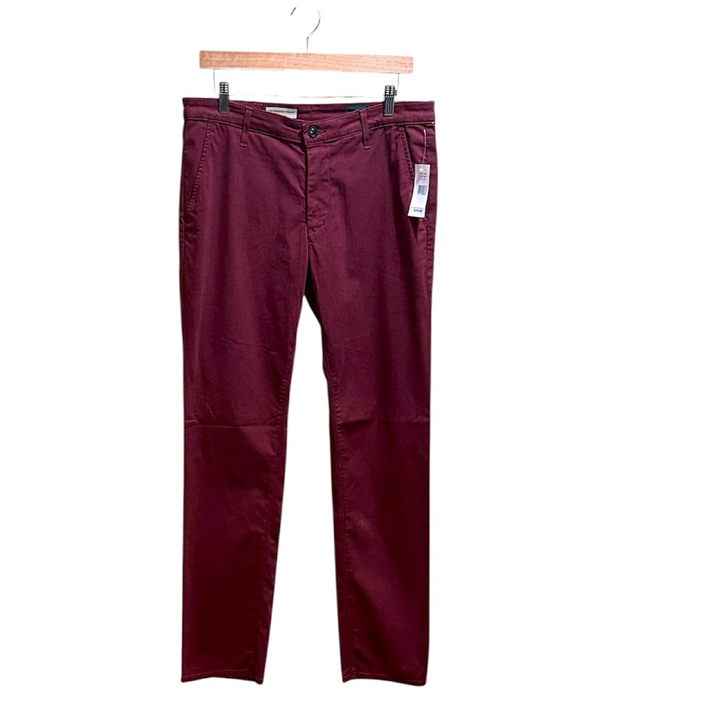 NWT AG Adriano Goldschmied 32x33 Men's Burgundy The Graduate Trouser Chinos